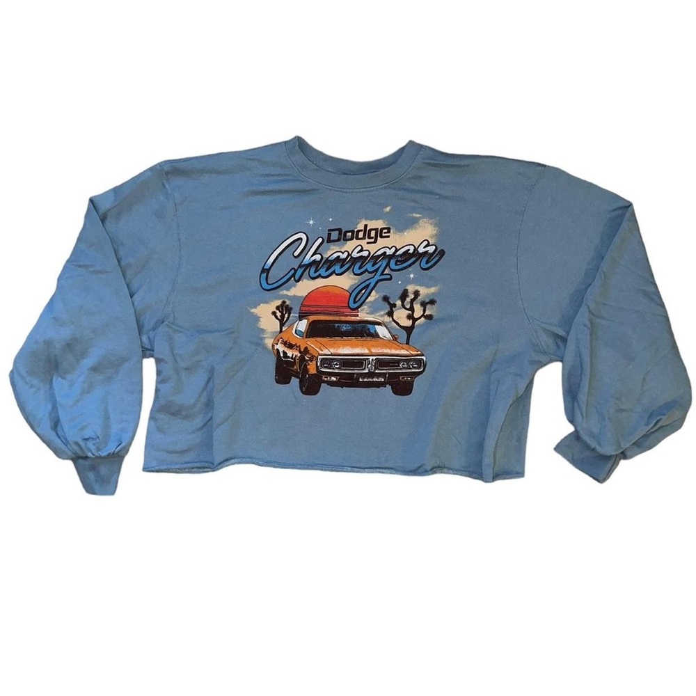 Vintage Dodge Blue Charger Graphic cropped Sweatshirt